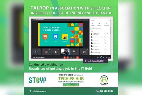 Webinar for SFI, Cochin University College of Engineering, Kuttanadu