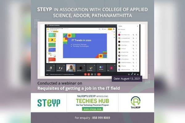 Webinar for Students of College of Applied Science, Adoor, Pathanamthitta