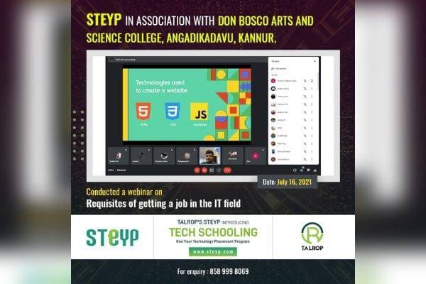 Webinar for Students of Don Bosco Arts & Science College, Angadikadavu, Kannur