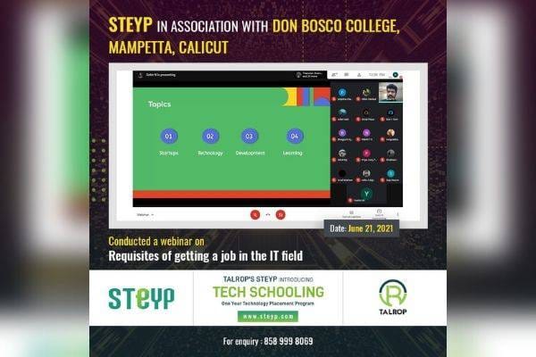 Webinar for Students of Don Bosco College, Mampetta, Calicut