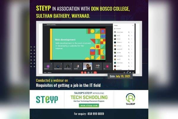 Webinar for Students of Don Bosco College, Sulthan Bathery, Wayanad
