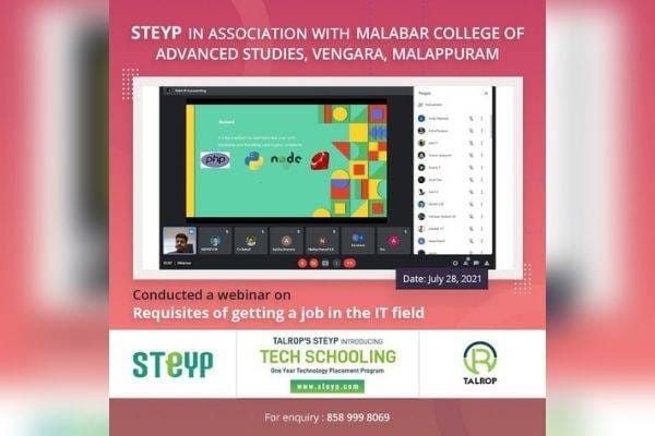 Webinar for Students of Malabar College of Advanced Studies, Vengara, Malappuram
