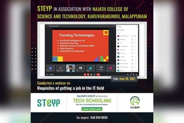 Webinar for Students of Najath College of Science & Technology, Karuvarakundu, Malappuram