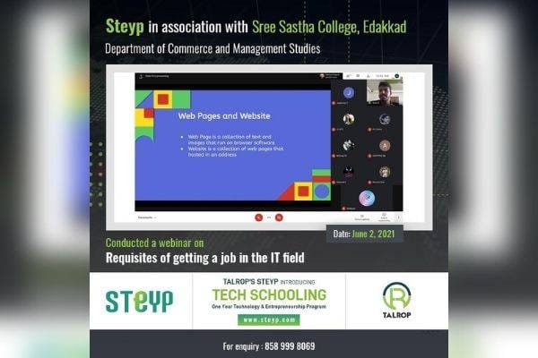 Webinar for Students of Sree Sastha College, Edakkad