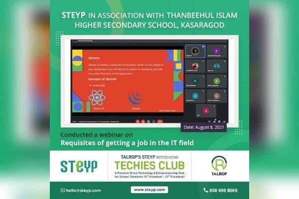 Webinar for Students of Thanbeehul Islam Higher Secondary School, Kasaragod