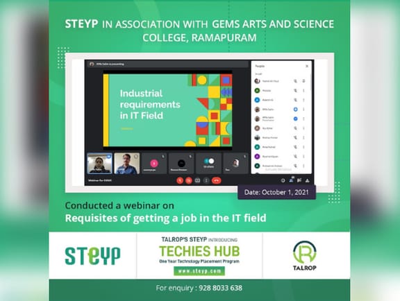 Webinar for Students of Gems Arts and Science College, Ramapuram, Malappuram
